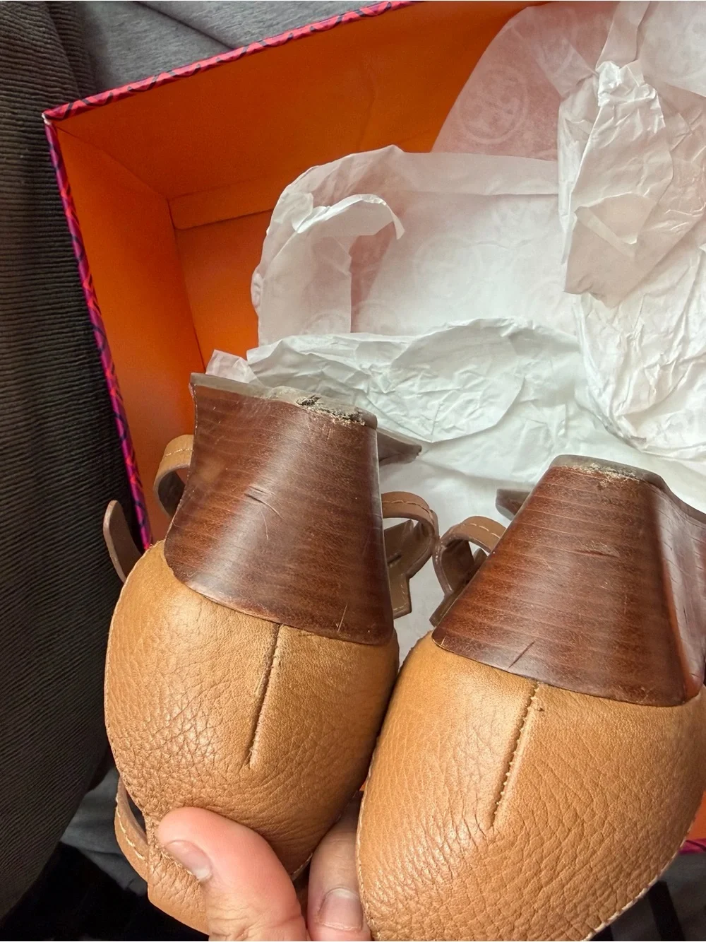 Tory Burch Tan Leather Miller Logo Sandals